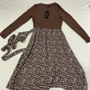 Beautiful brown long sleeve midi dress